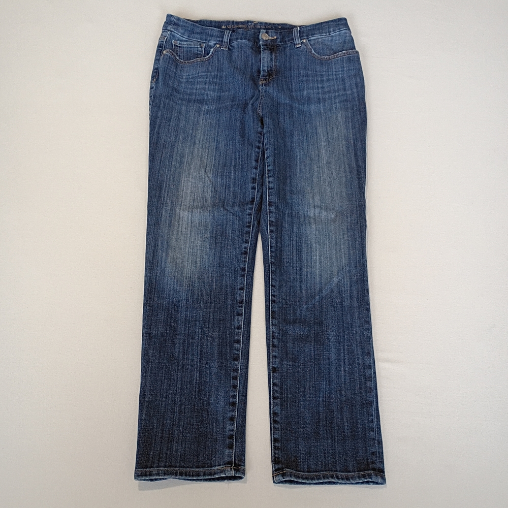Chico's So Slimming Girlfriend Size 8 (1) Ankle Blue Straight Leg Casual Jeans